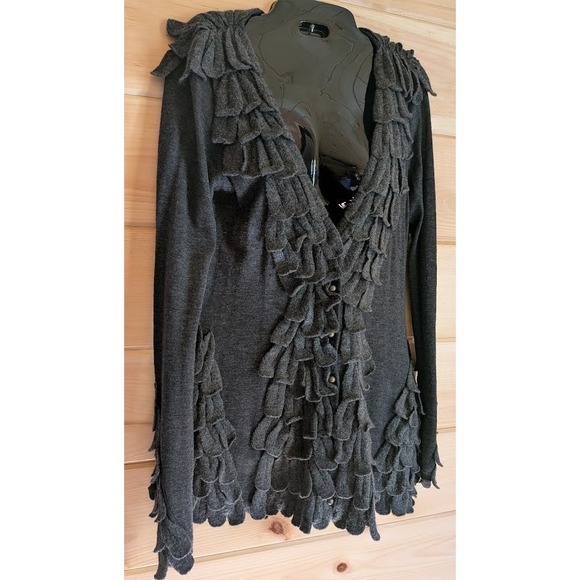 Anthropologie Leifsdottir Womens Size M Sweater Wool Cashmere Blend Ruffle Boho - Picture 3 of 11